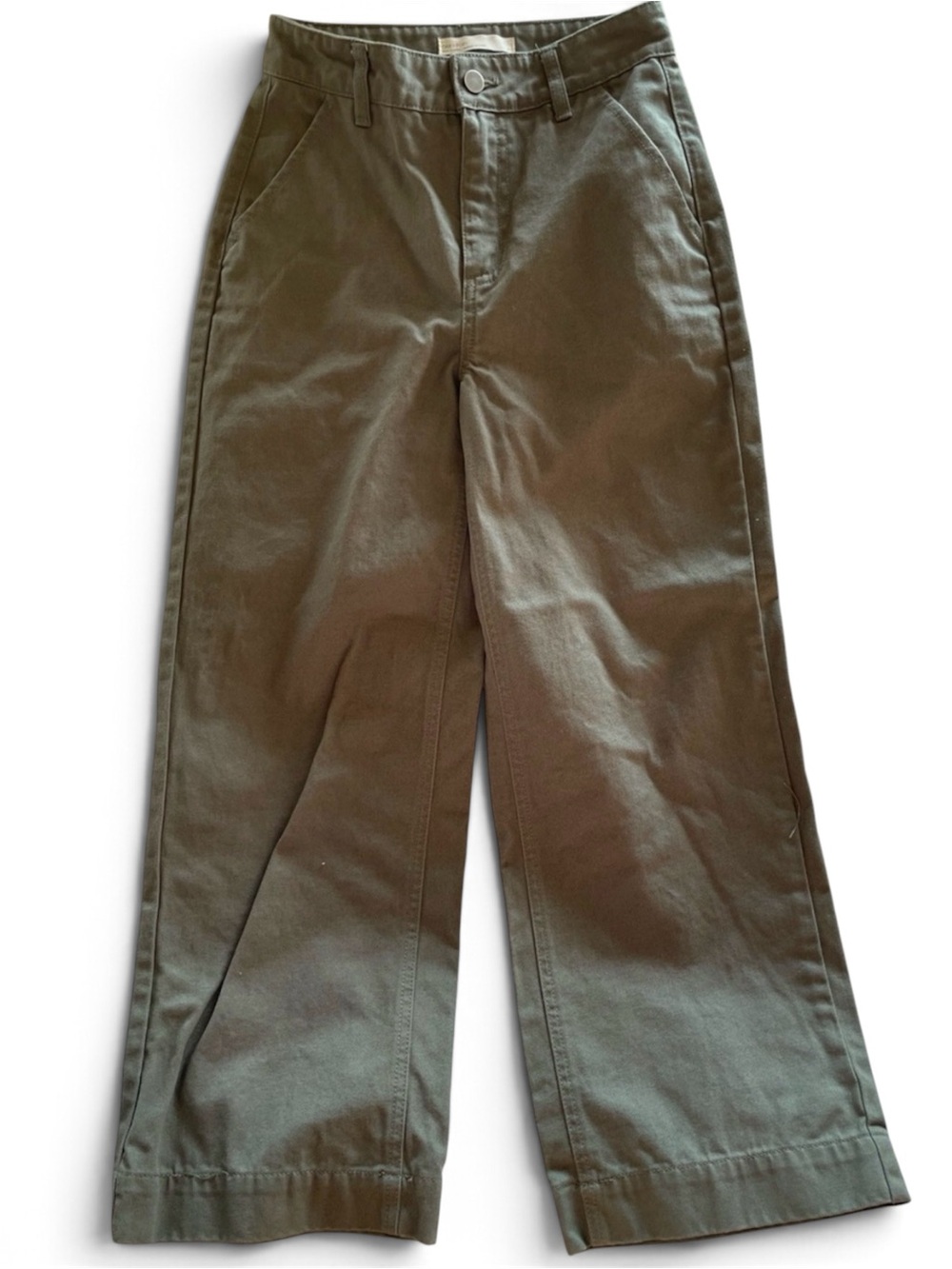 OAK + FORT Olive-Tone wide Leg Cotton Chinos - size 24